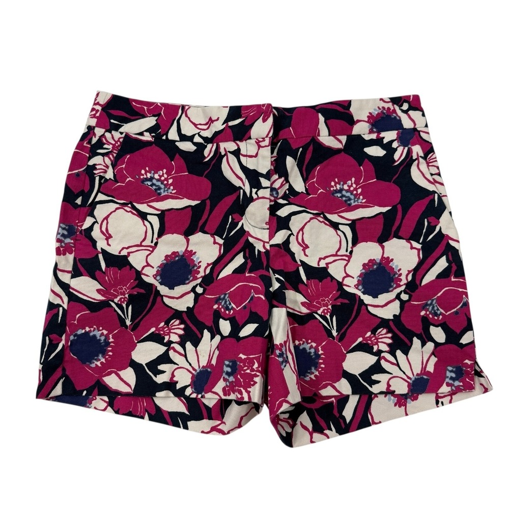 Talbots Floral Flat Front Chino Shorts Cotton Blend Stretch Sz 6P 6‎ Petite